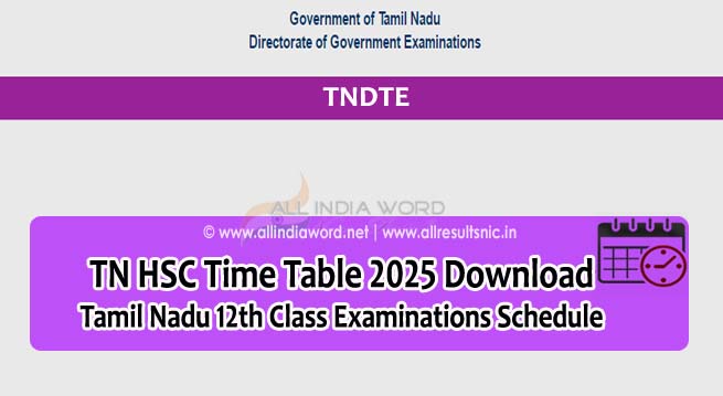 TN Plus Two Date Sheet 2025 PDF Download