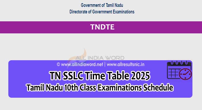 TNBSE 10th Class Time Table 2025 PDF Download